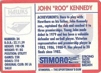 1991 Scanlens Stimorol #50 John Kennedy Back